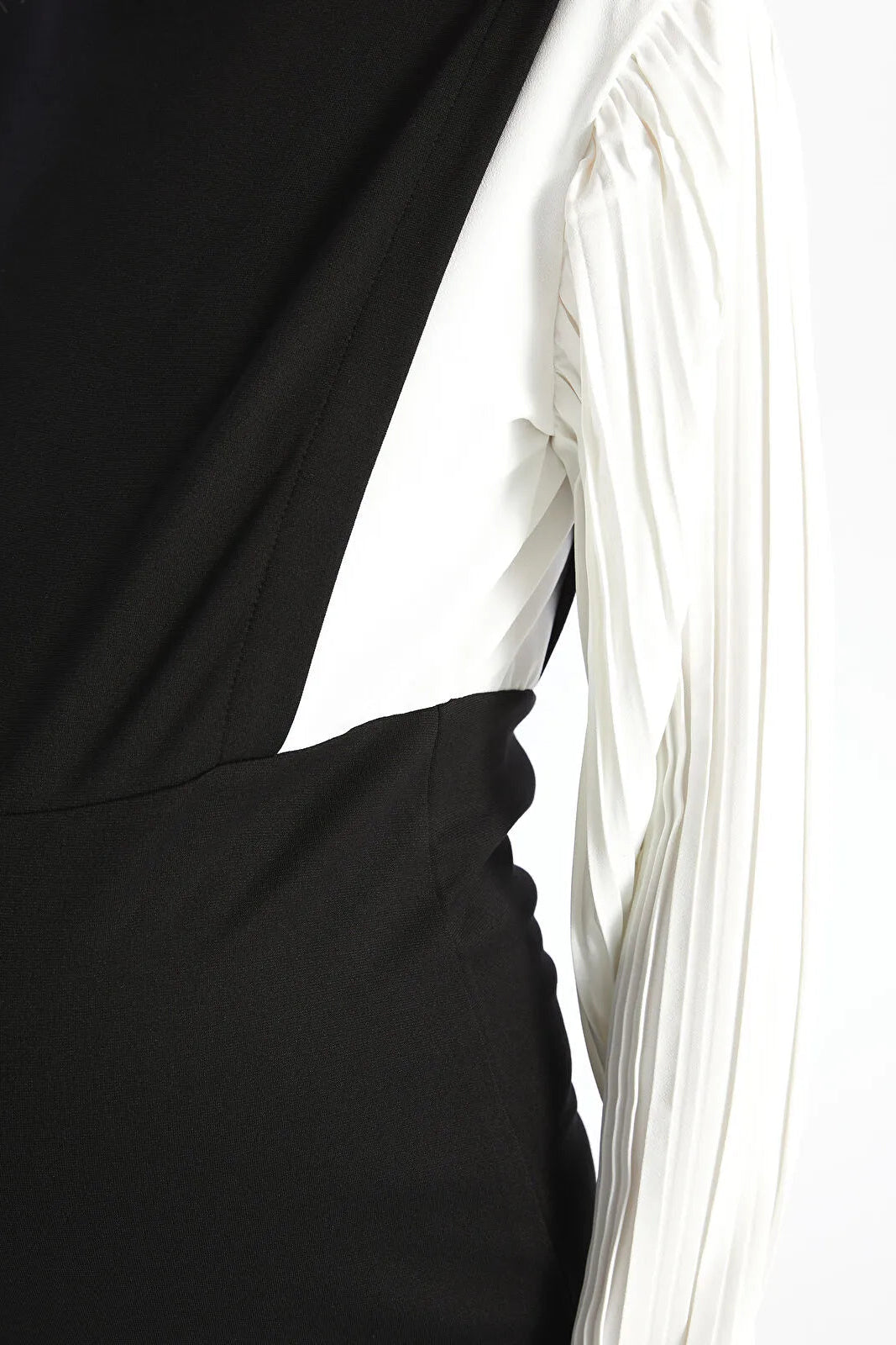 Color Block Crew Neck Maternity Dress Black - 8126