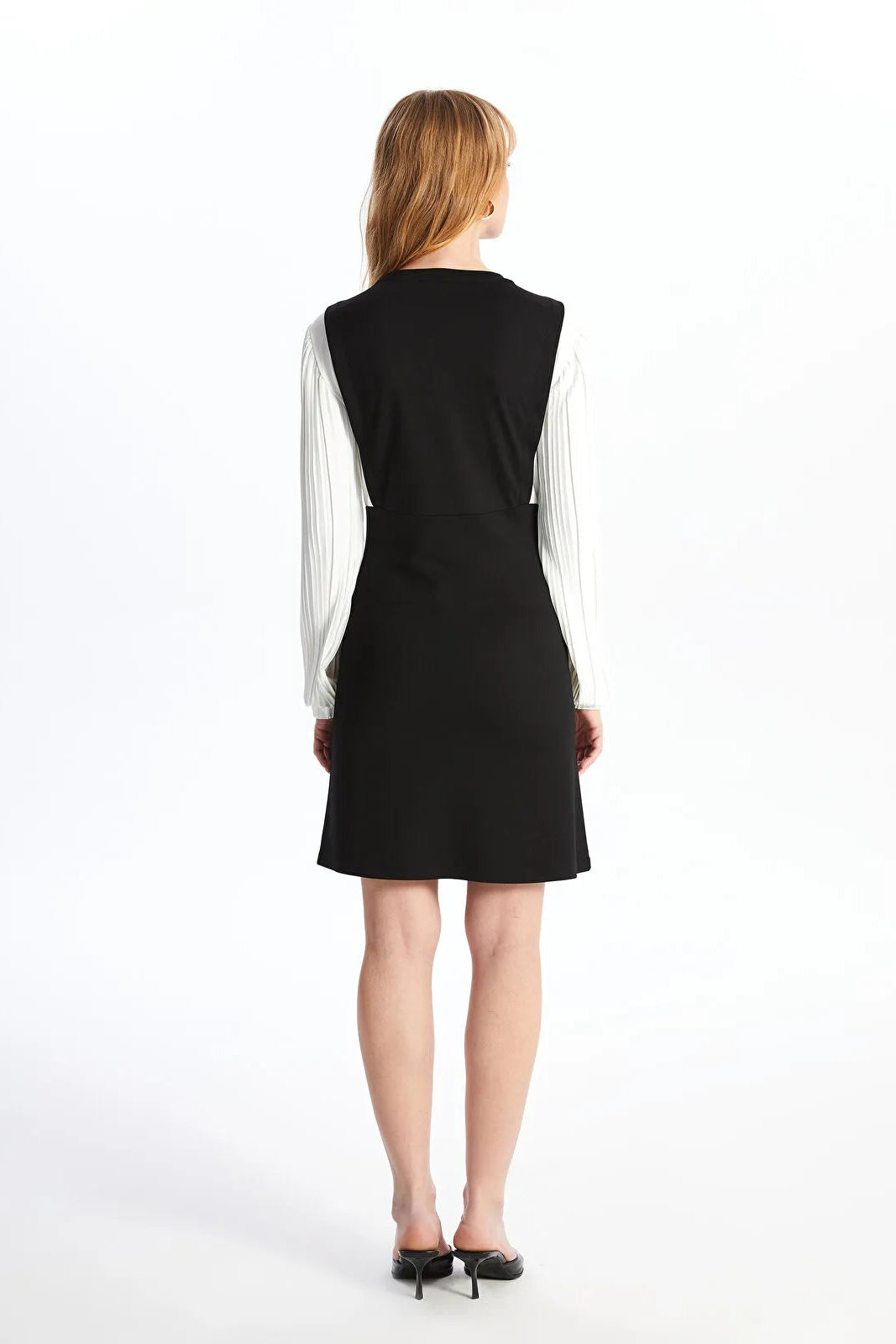 Color Block Crew Neck Maternity Dress Black - 8126