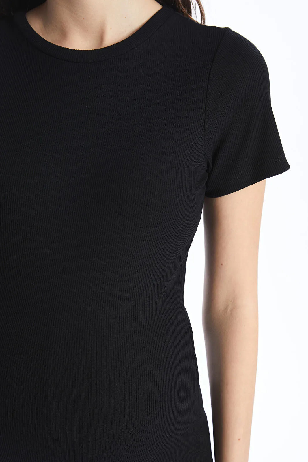 Minimal Crew Neck Maternity Dress Black - 81474