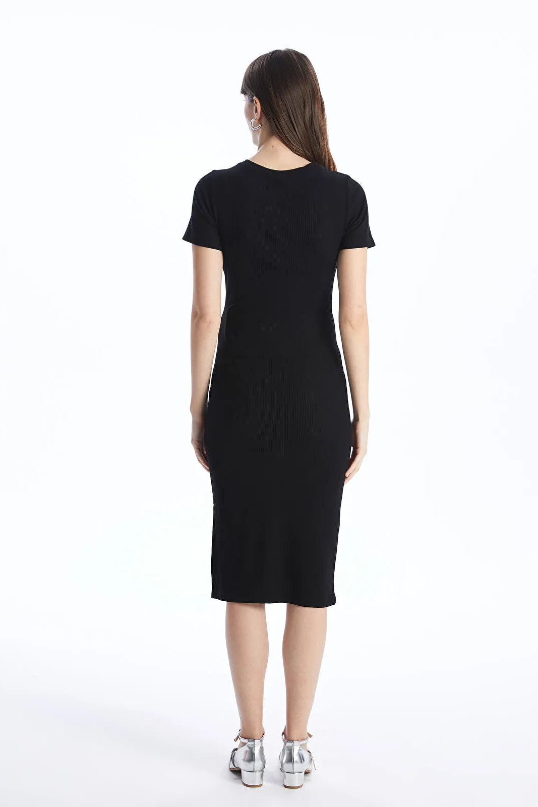 Minimal Crew Neck Maternity Dress Black - 81474