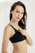 Cotton Wire-Free & Pad-Free Nursing Bra Black - 8150