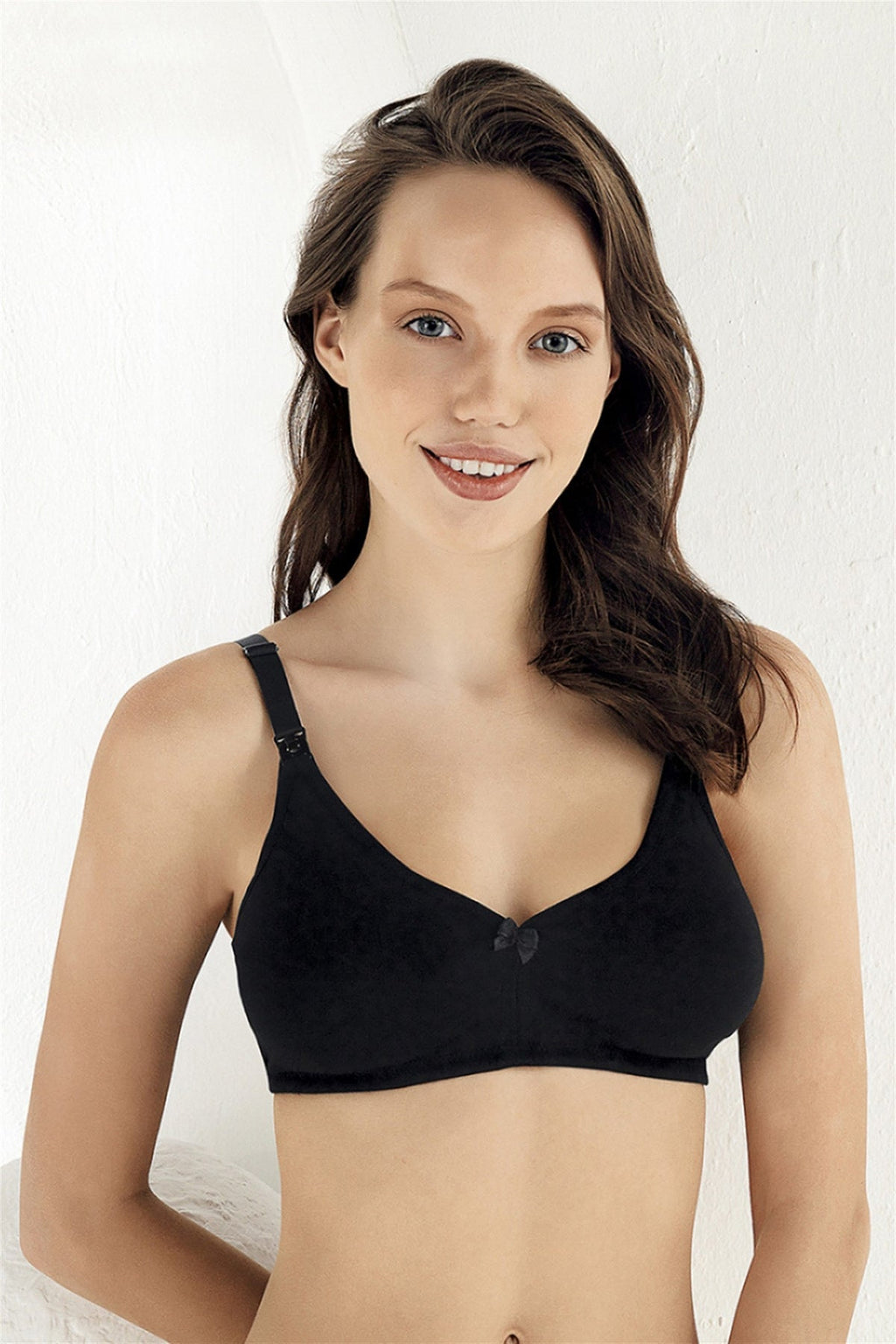 Cotton Wire-Free & Pad-Free Nursing Bra Black - 8150