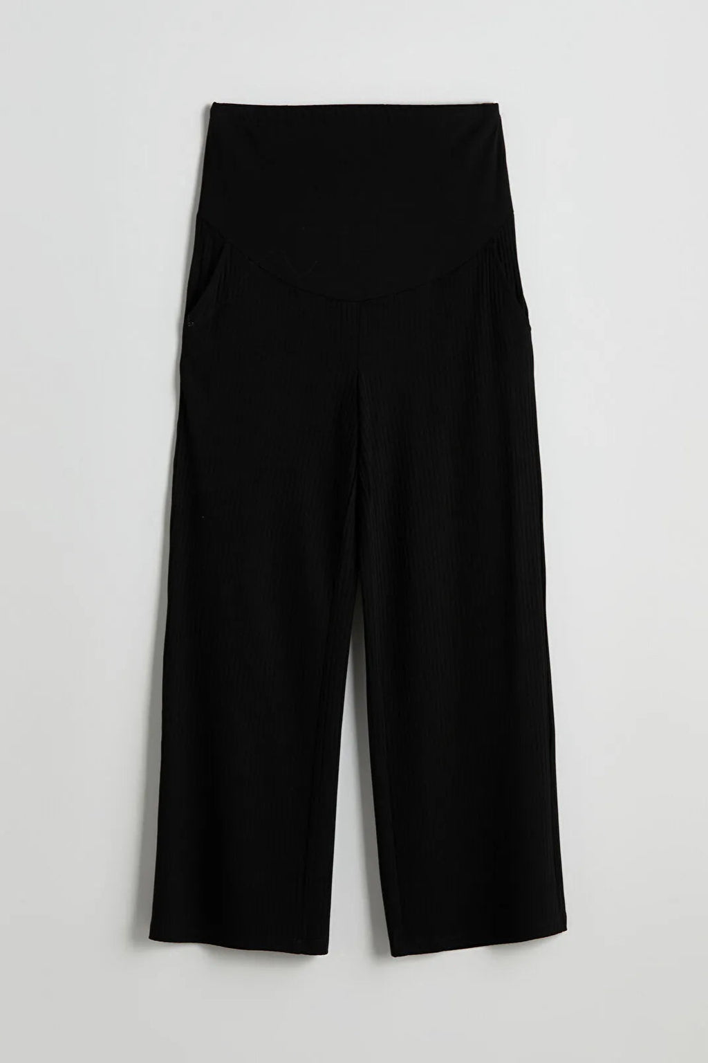 Textured Belly Panel Maternity Trousers Black - 8373