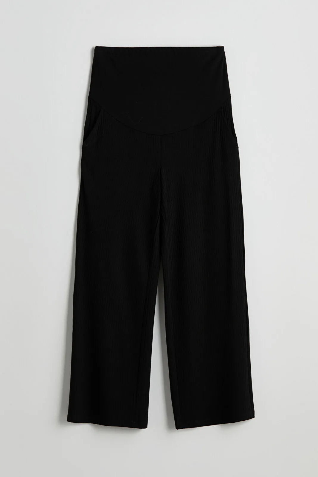 Textured Belly Panel Maternity Trousers Black - 8373