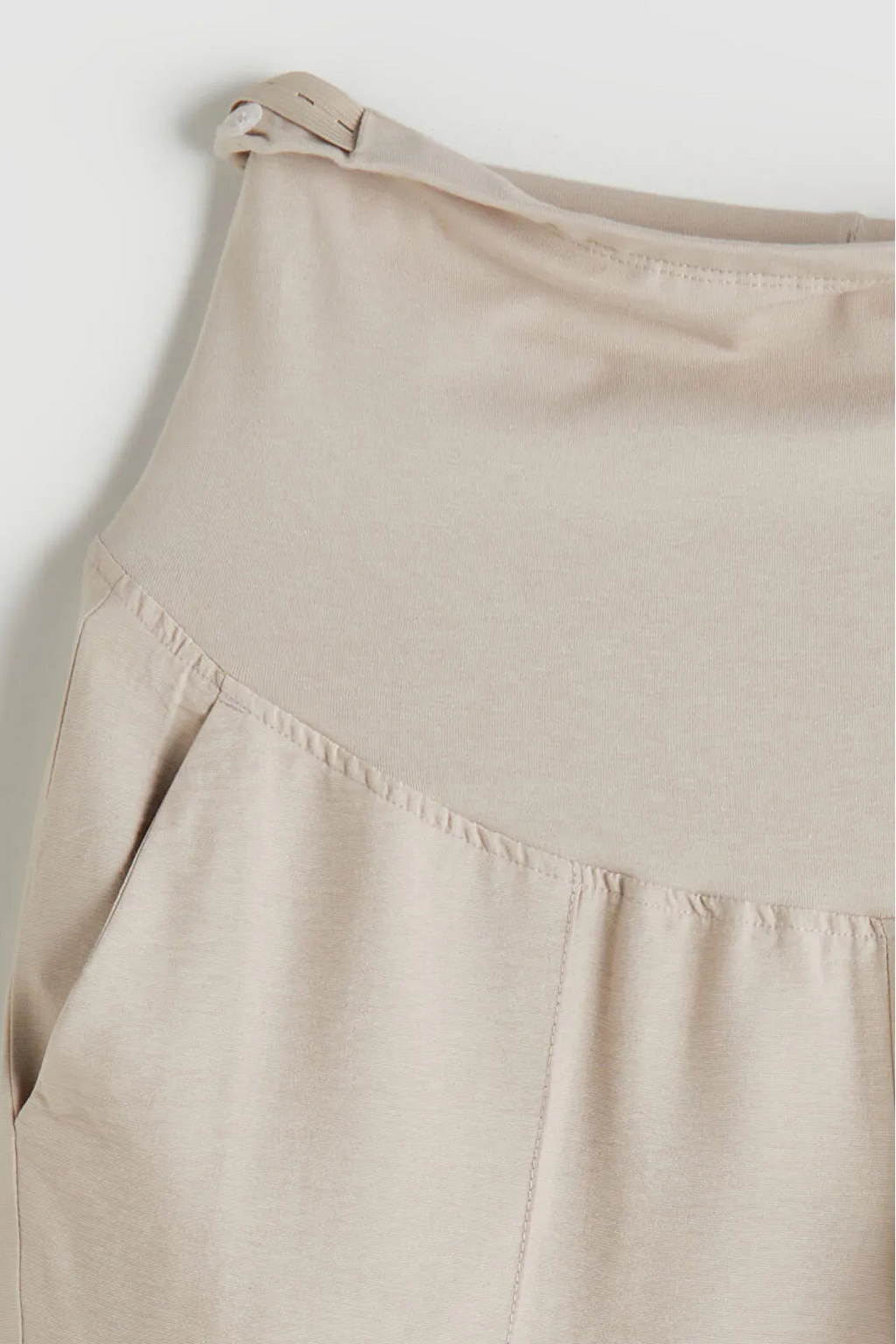 High Belly Panel Wide-Leg Maternity Trousers Beige - 8376
