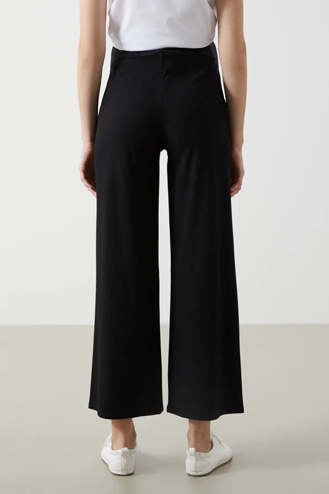 Textured Belly Panel Maternity Trousers Black - 8393