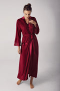 Satin Bias Maternity Robe Claret Red - S8600