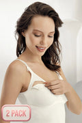 2-Pack Soft Cup Clip-Down Nursing Camisole Tank Top Ecru - 894