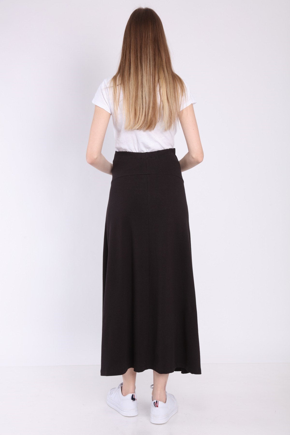 Adjustable Waist Cotton Maternity Skirt Black - ES9030