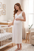 Lace Detailed Wrap Maternity Feeding-Friendly Nightgown Ecru - T9033