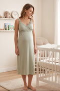 Lace Detailed Wrap Maternity Feeding-Friendly Nightgown Green - T9033
