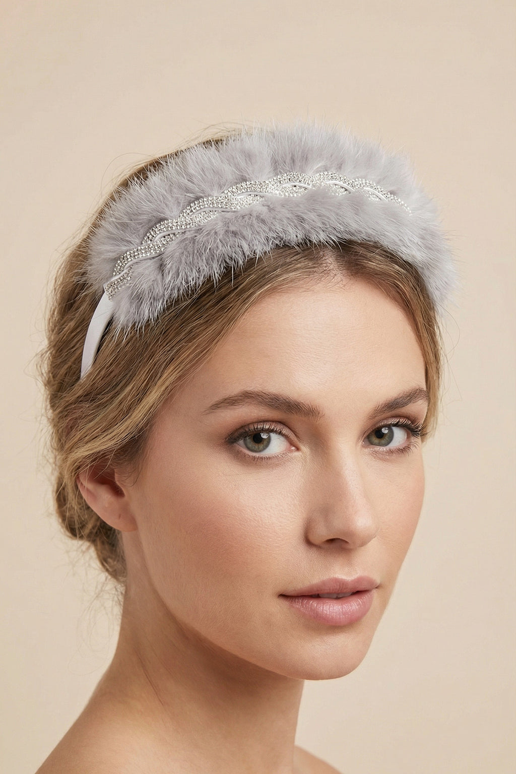 Feather Themed Handmade Maternity Mom's Crown & Slippers Set Grey - 919508