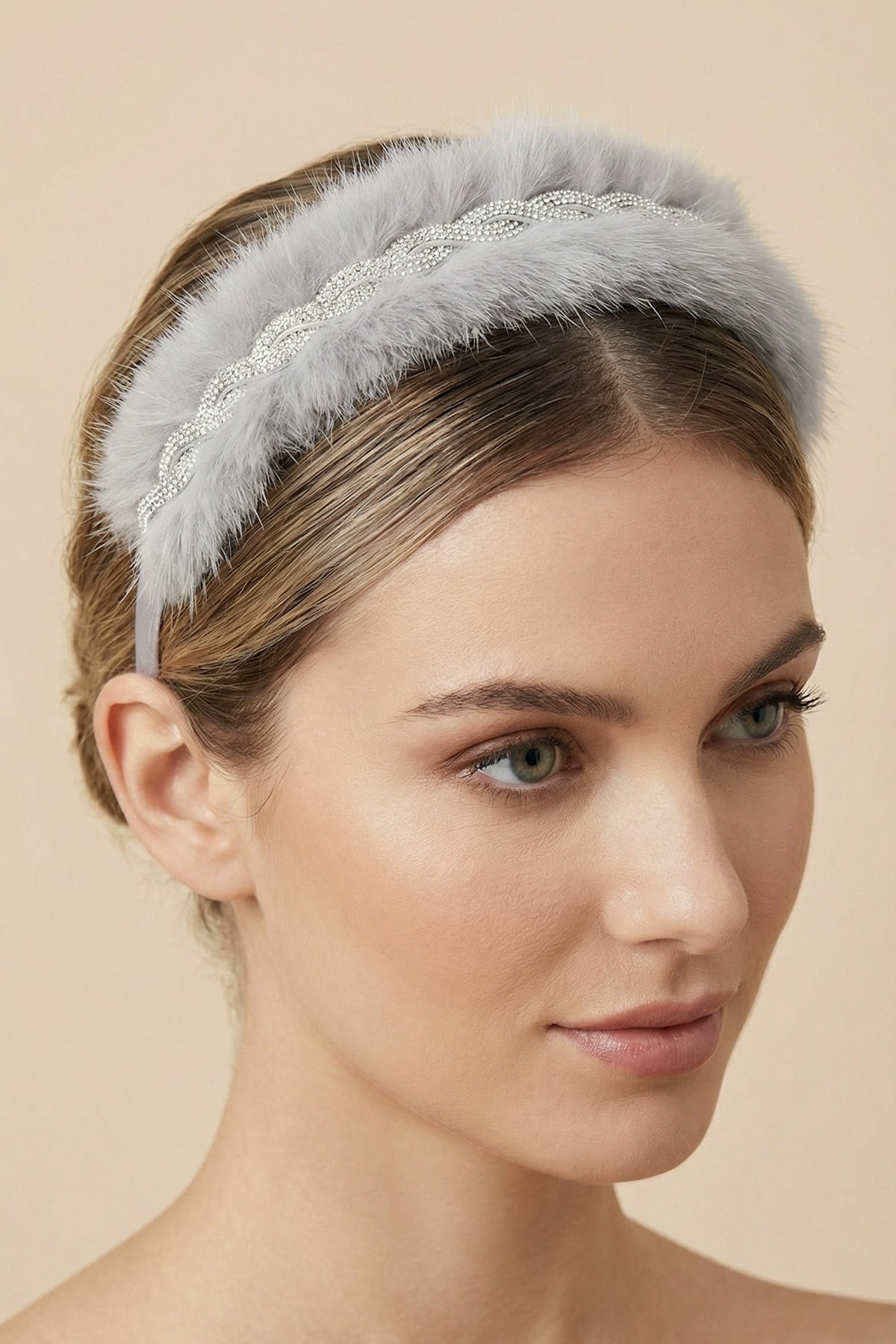 Feather Themed Handmade Maternity Mom's Crown & Slippers Set Grey - 919508