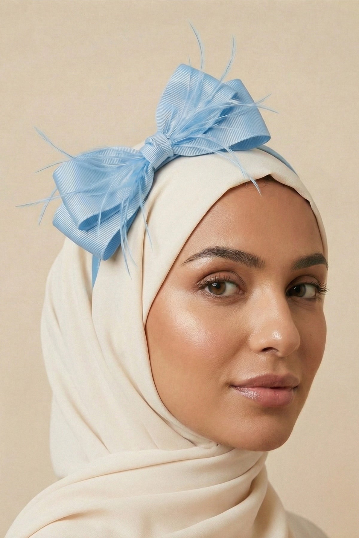 Feathered Bow Themed Handmade Maternity Mom's Hair Crown Blue - 9110