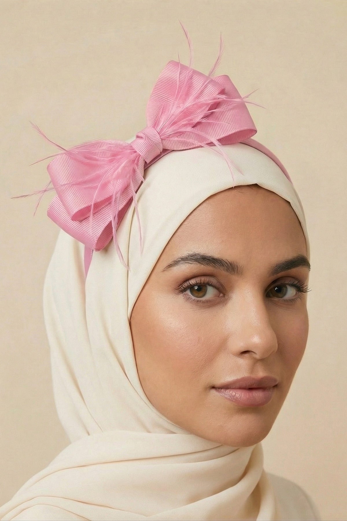 Feathered Bow Themed Handmade Maternity Mom's Hair Crown Pink - 9110