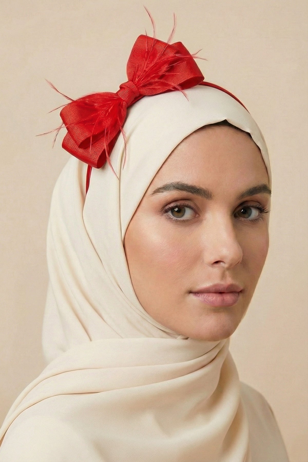 Feathered Bow Themed Handmade Maternity Mom's Hair Crown Red - 9110