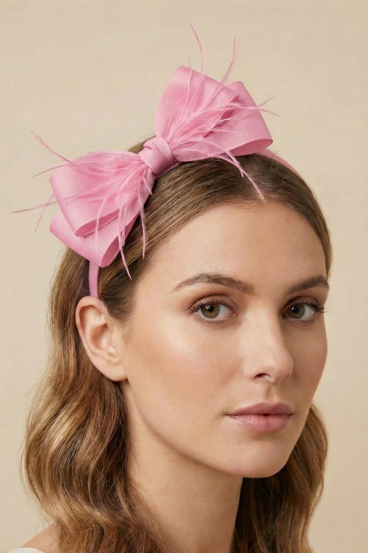 Feathered Bow Themed Handmade Maternity Mom's Crown & Slippers Set Pink - 919510