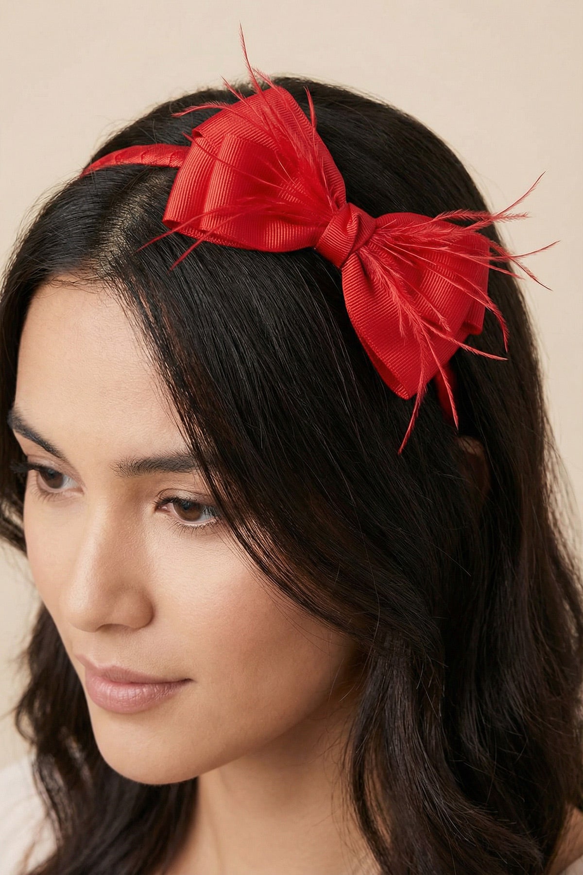Feathered Bow Themed Handmade Maternity Mom's Hair Crown Red - 9110