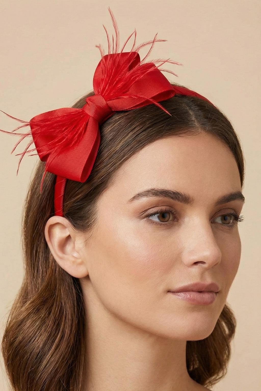 Feathered Bow Themed Handmade Maternity Mom's Crown & Slippers Set Red - 919510