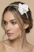 White Orchid Themed Handmade Maternity Mom's Hair Crown White - 9111