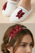 Butterfly Themed Handmade Maternity Mom's Crown & Slippers Set Red - 919502