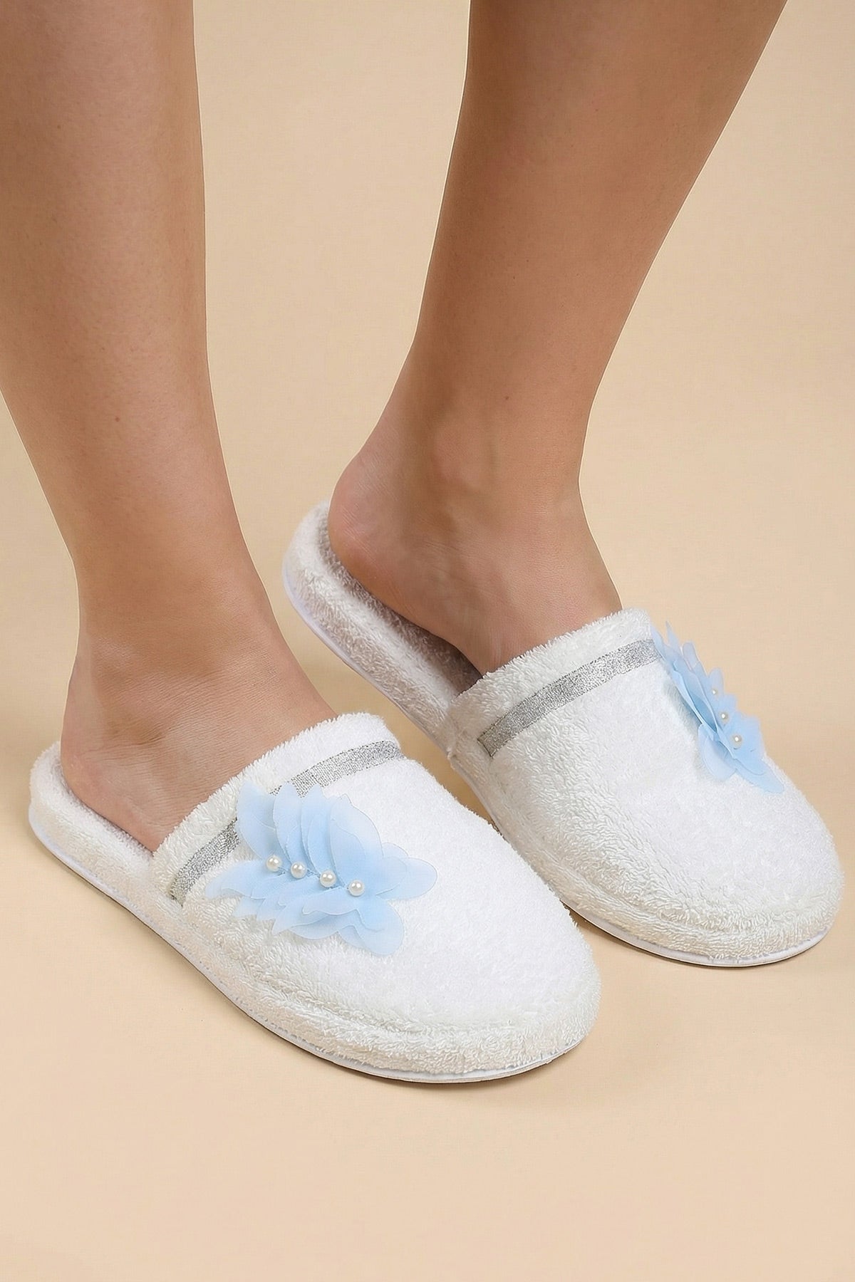Butterfly Themed Handmade Maternity Mom's Crown & Slippers Set Blue - 919502