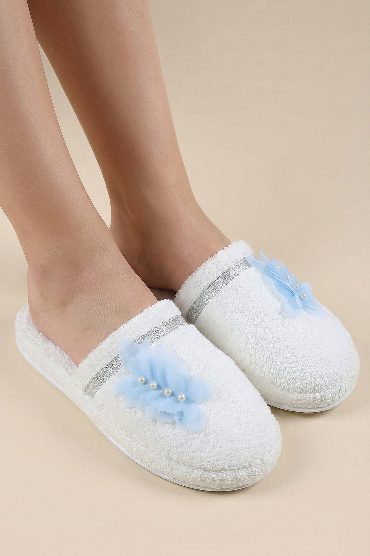 Butterfly Themed Handmade Maternity Mom's Crown & Slippers Set Blue - 919502