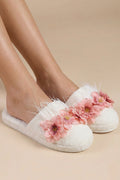 Water Lily Flowered Handmade Maternity Mom's Slippers Pink - 9504
