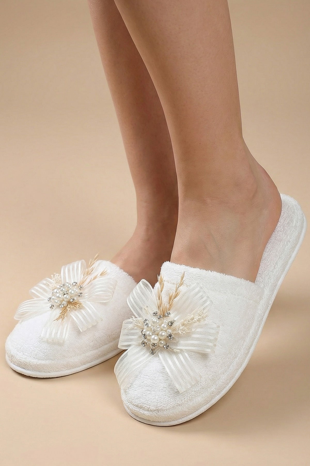 Wheat Blossom Handmade Maternity Mom's Slippers Ecru - 9505