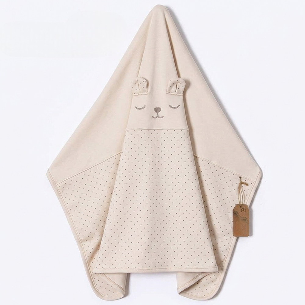 Sleeping Bear Hooded Baby Blanket Beige - AB204.20562.12