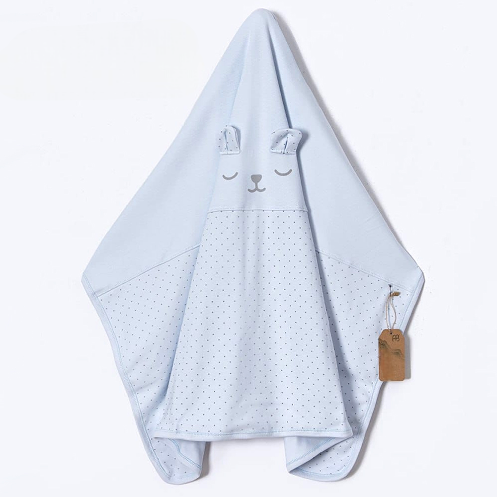 Sleeping Bear Hooded Baby Blanket Blue - AB204.20562.1