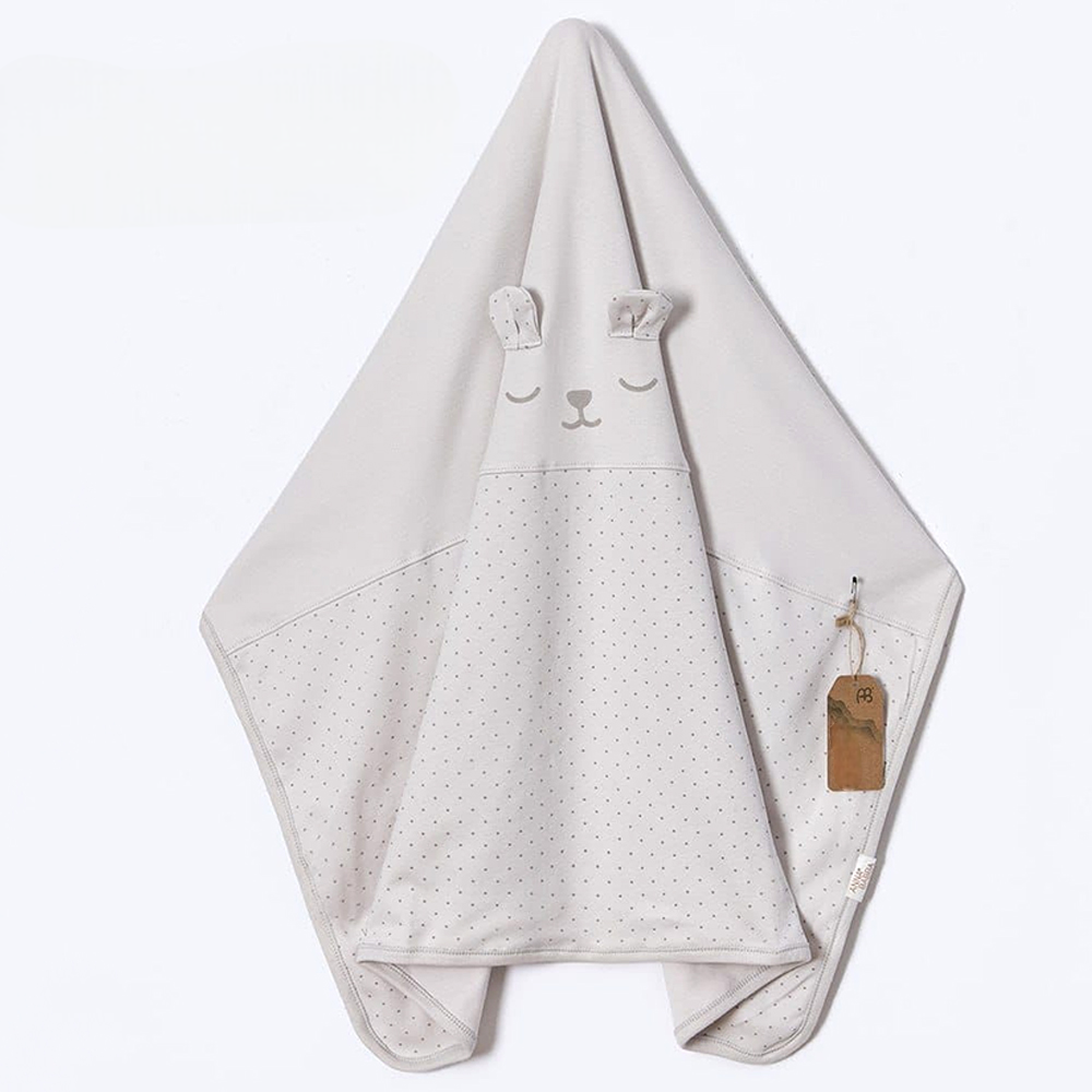 Sleeping Bear Hooded Baby Blanket Grey - AB204.20562.5