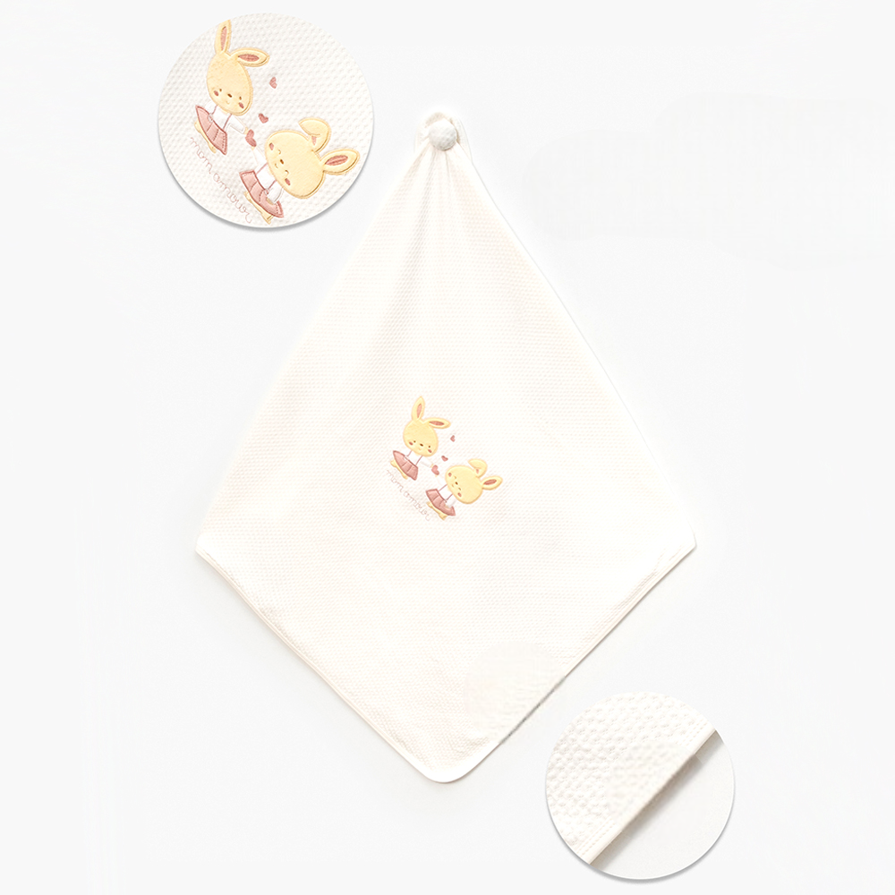Bunny Duo Embroidery Baby Waffle Blanket Plum - B047.95120.22