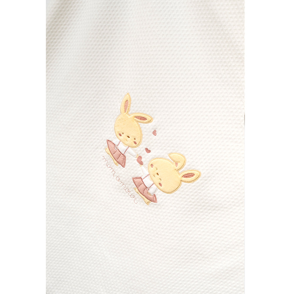 Bunny Duo Embroidery Baby Waffle Blanket Plum - B047.95120.22
