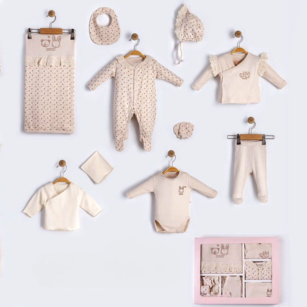 Lacy Rabbit Themed 10-Piece Newborn Welcome Set Baby Girl Beige (0-3 Months) - BB204.4145.12