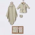 Little One Bear Face Hood طقم روب حمام أطفال قطن 3 قطع أخضر (0-24 شهرًا) - BB204.4183.13