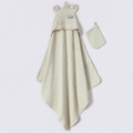 Little King Ear Crown Embroidery 2-Piece Baby Boy Hooded Towel & Bath Sponge Set Green - BB204.4241.13