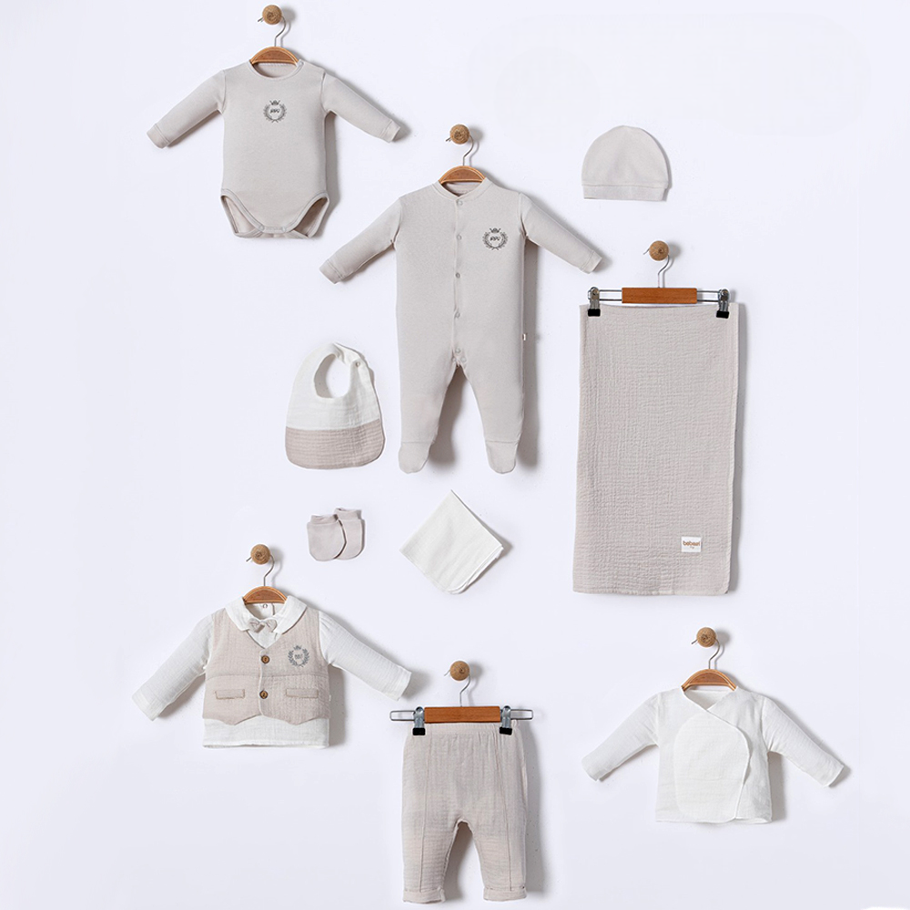 King Themed Cotton 10-Piece Newborn Welcome Set Baby Boy Grey (0-3 Months) - BB204.4264.5