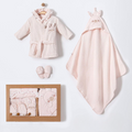 Bunny Embroidery Cotton 3-Piece Baby Bathrobe Set Pink (0-24 Months) - BB204.4316.2