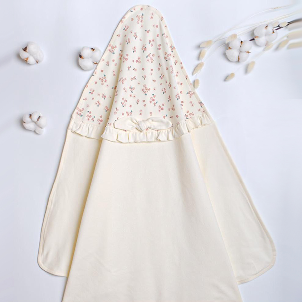 Floral Garden Cotton Baby Girl Blanket Ecru - CC201.4909 - Ruffle - Bow Detail & All-Season