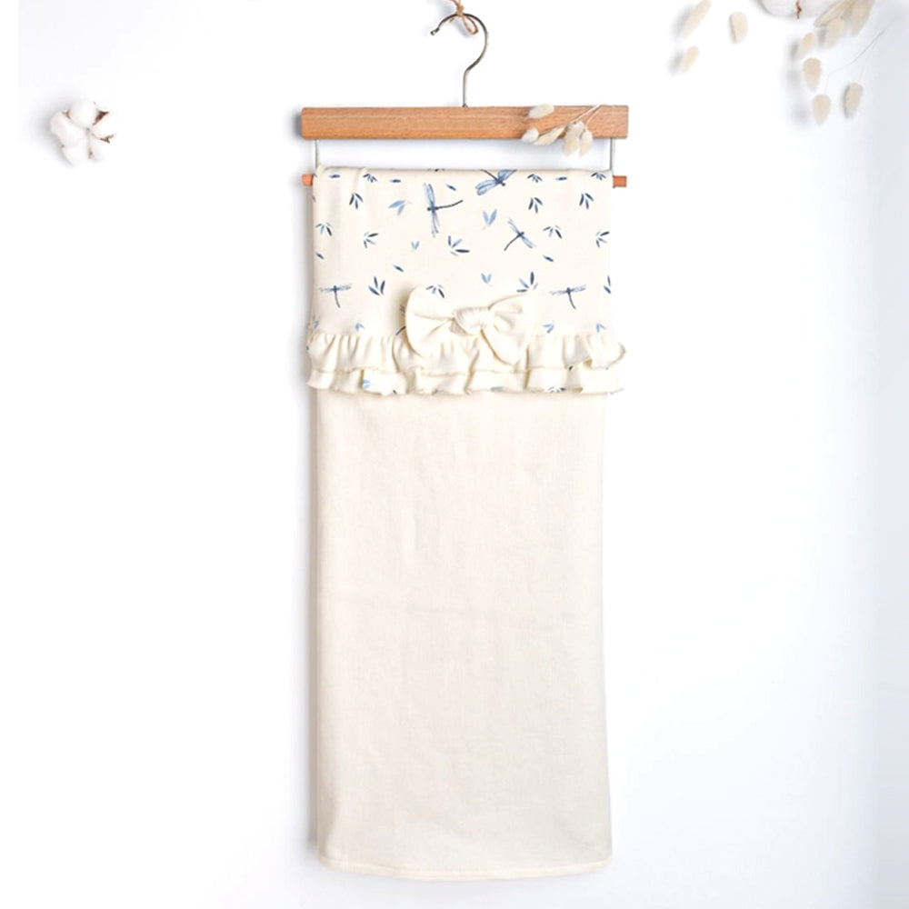 Dragonfly Themed Cotton Baby Girl Blanket Ecru - CC201.4946 - Ruffle - Bow Detail & All-Season