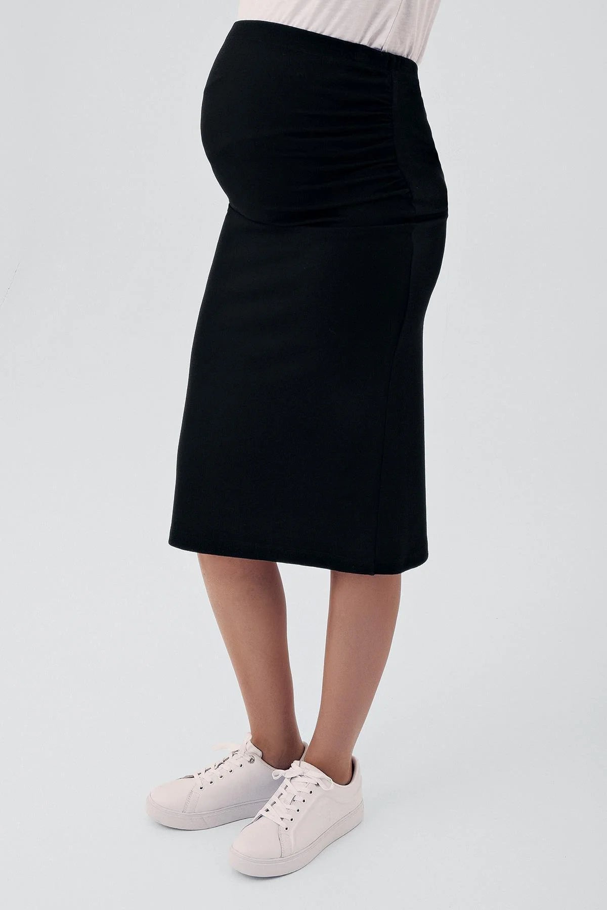 Adjustable High-Waist Stretch Pencil Maternity Skirt Black - ES7002