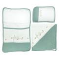 Floral Embroidery Lace Trim 3-Piece Baby Nursery Set Green - GB024.1504