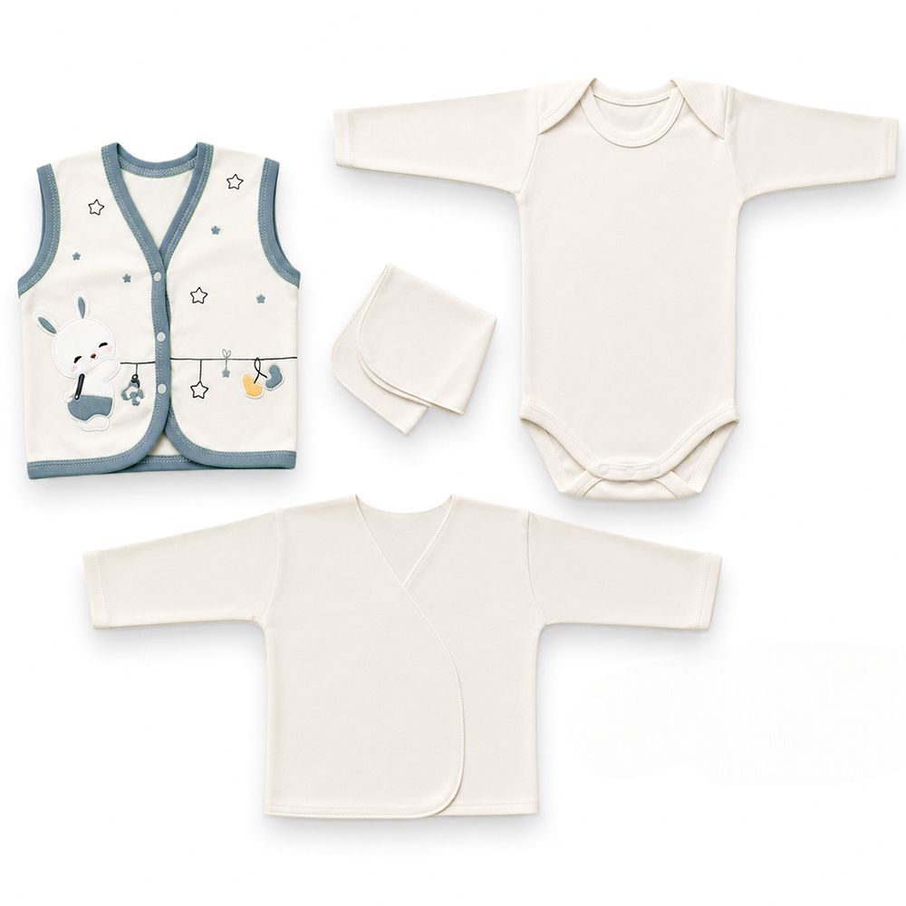 Bunny & Star Mobile Applique Cotton 10-Piece Newborn Welcome Set Baby Blue (0-3 Months) - GB024.6636
