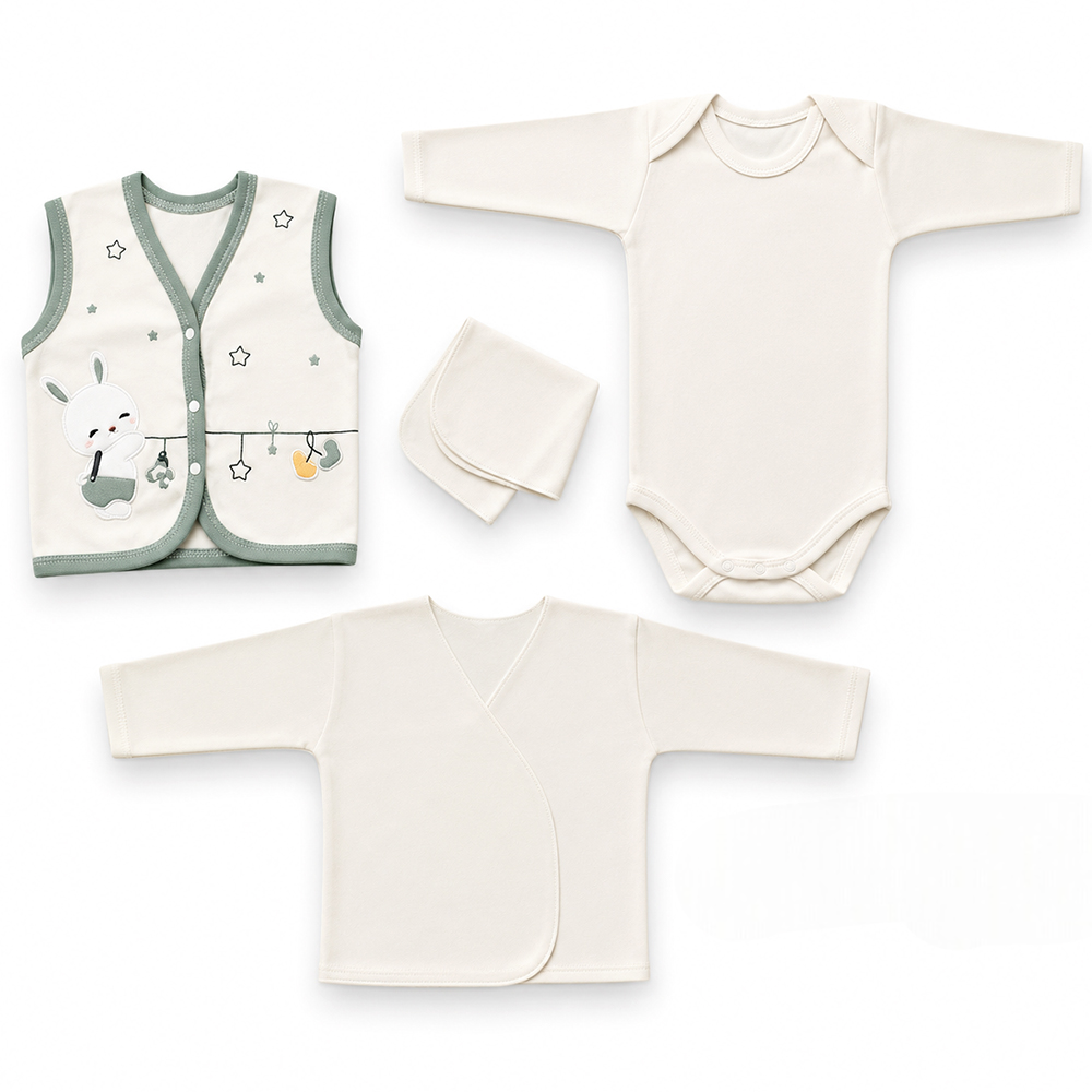 Bunny & Star Mobile Applique Cotton 10-Piece Newborn Welcome Set Baby Green (0-3 Months) - GB024.6636