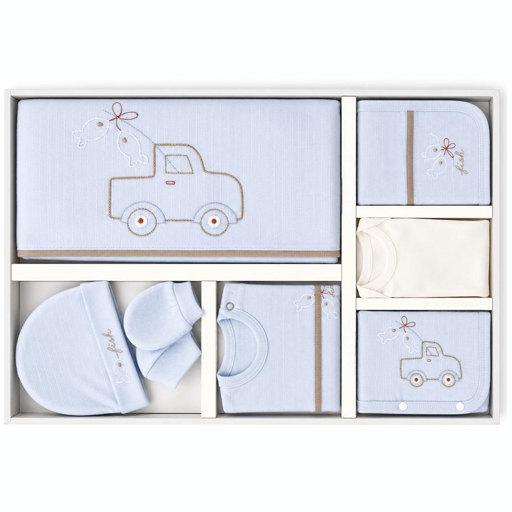 Little Truck Themed Cotton 10-Piece Newborn Welcome Set Baby Boy Blue (0-3 Months) - GB024.6663