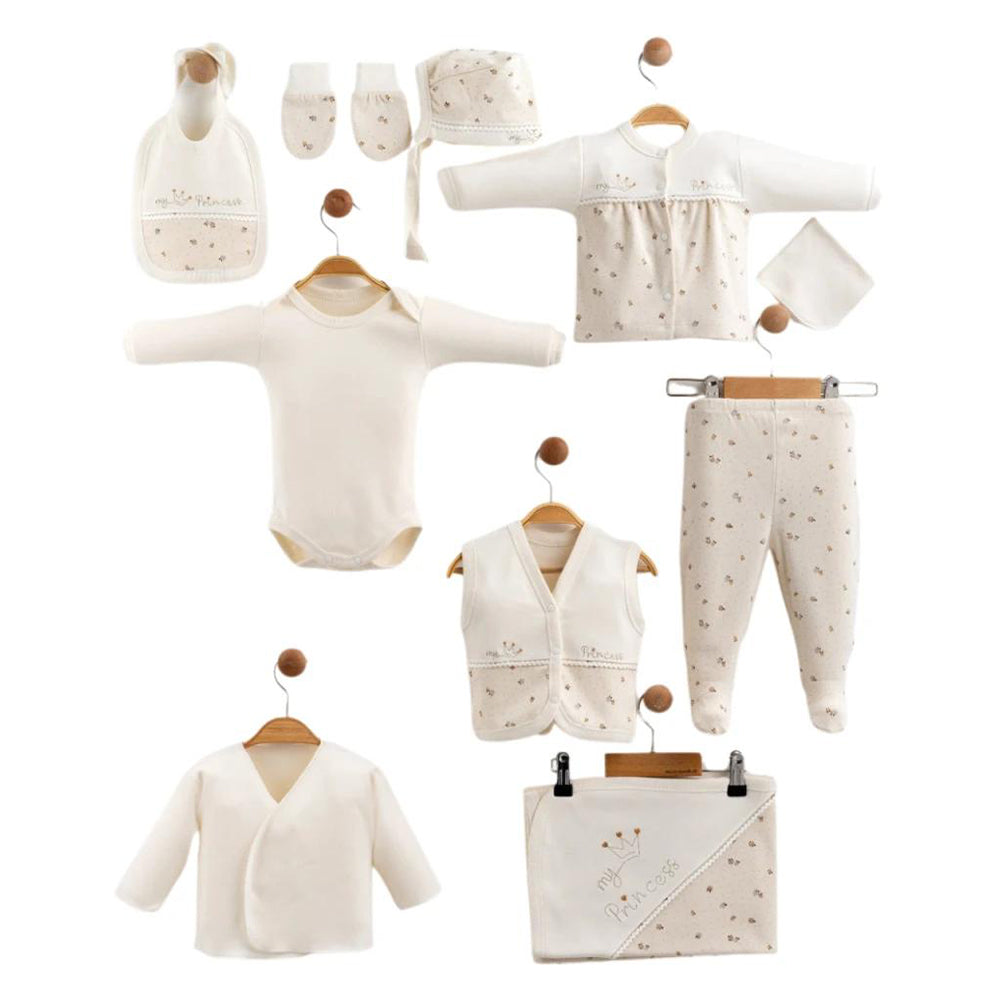 My Princess Crown Embroidery Cotton 10-Piece Newborn Welcome Set Baby Girl Beige (0-3 Months) - GB024.6674