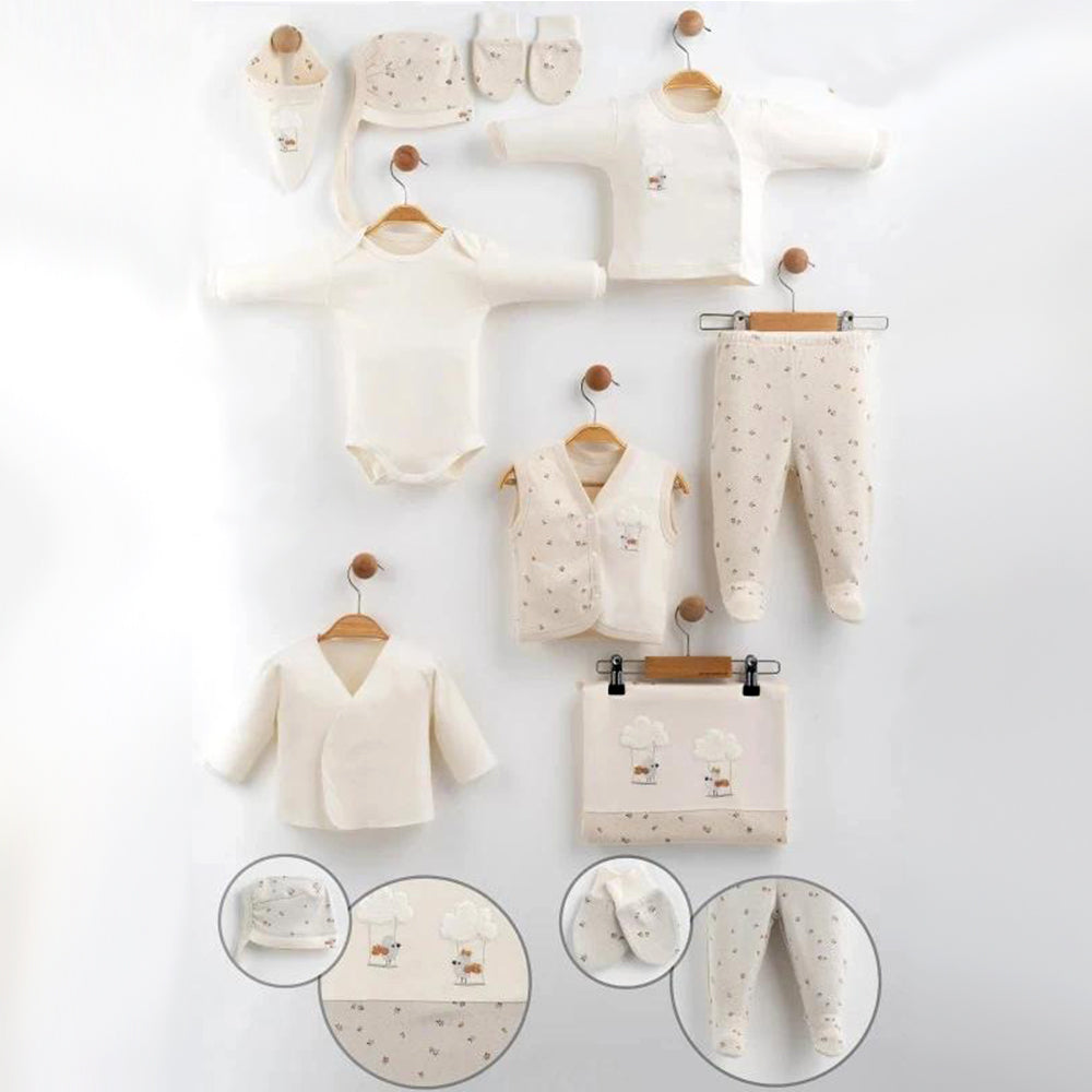 Little Lamb & Cloud Embroidery Cotton 10-Piece Newborn Welcome Set Baby Beige (0-3 Months) - GB024.6679