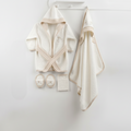 Botanical Floral Embroidery Cotton 4-Piece Baby Bathrobe Set Beige (0-24 Months) - GB024.897