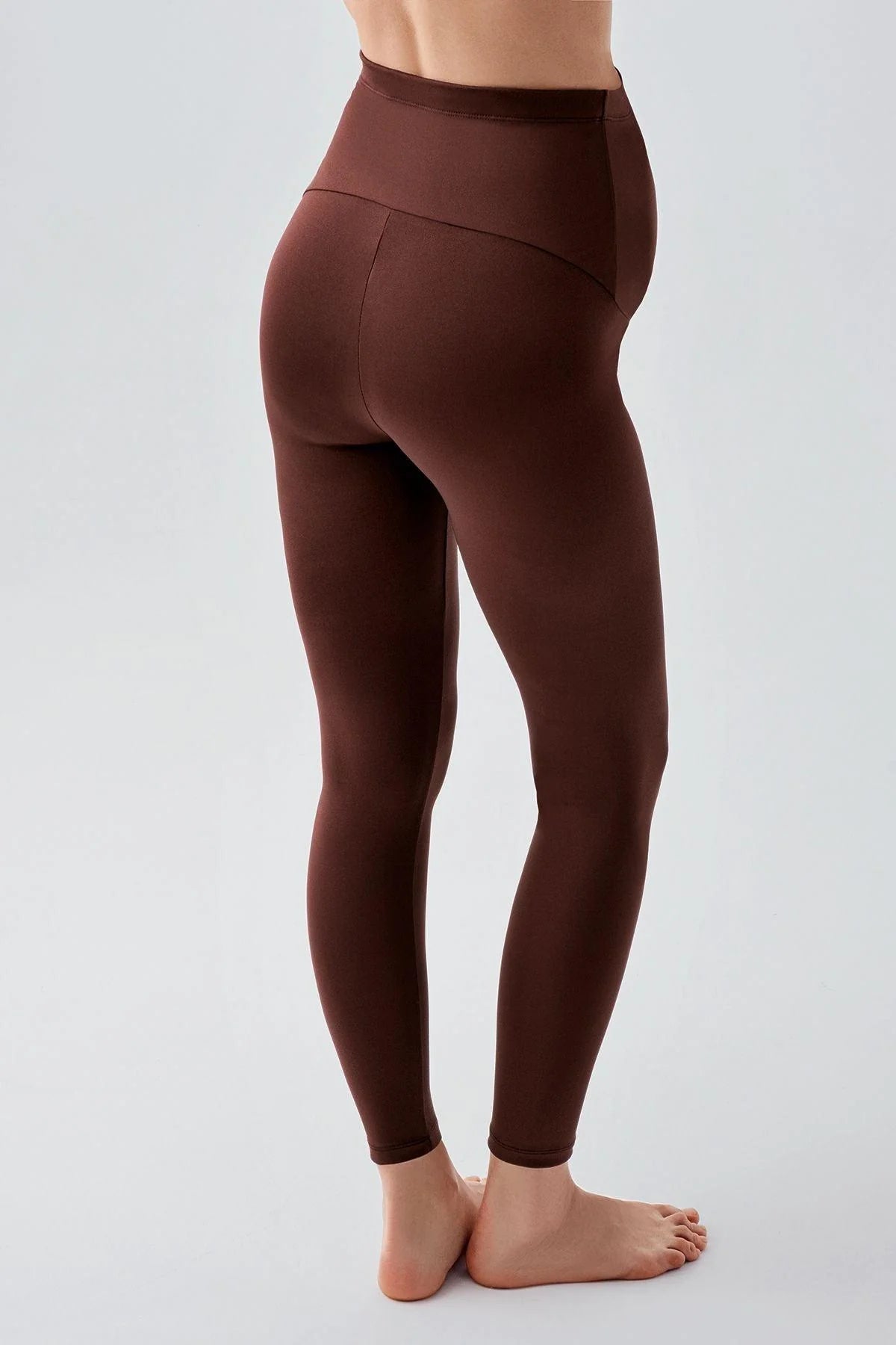 Thermal Fleece-Lined Adjustable Waist Maternity Leggings Coffee - LT9010